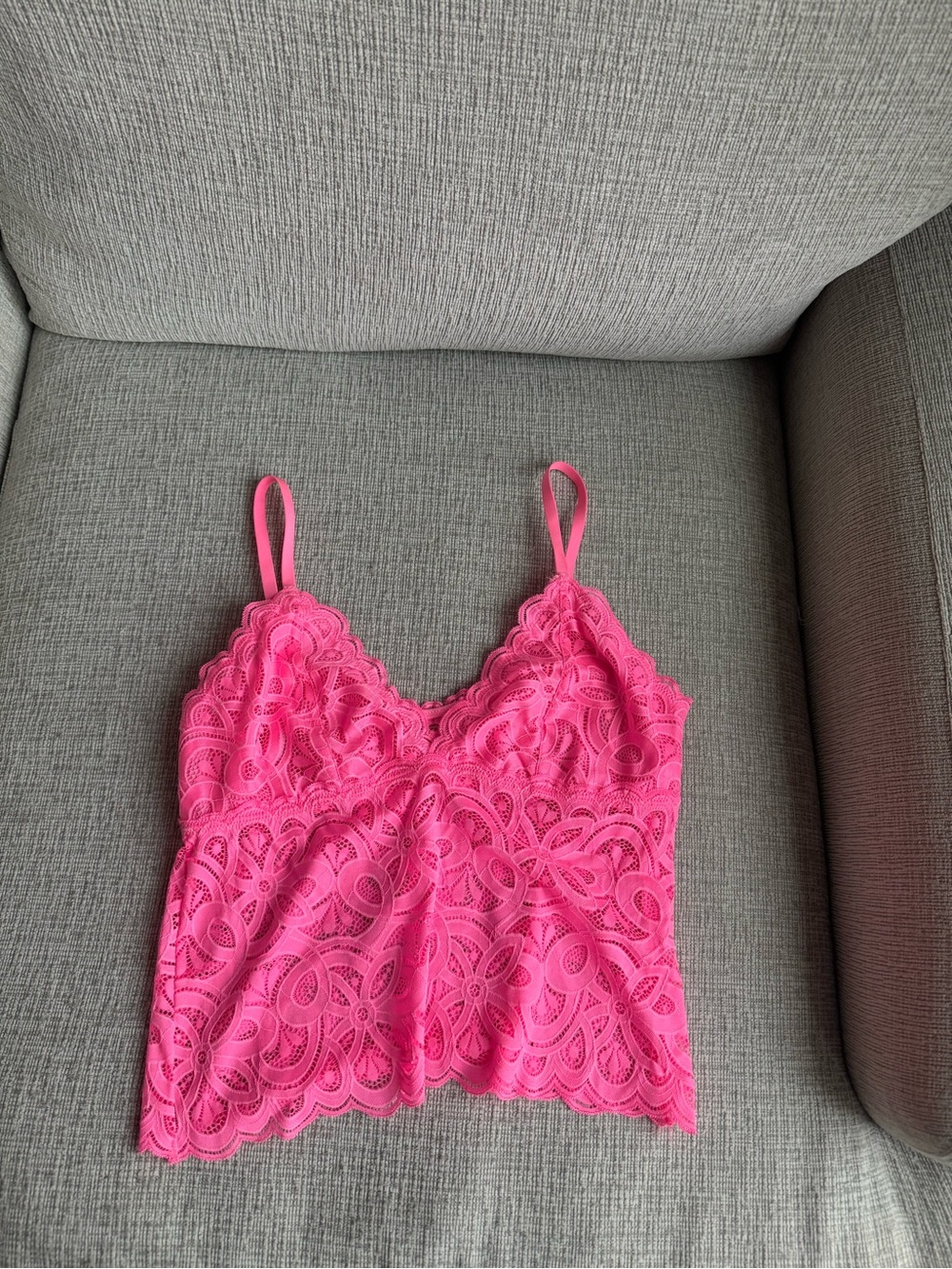 aerie Bright Pink Lace Trim Cami